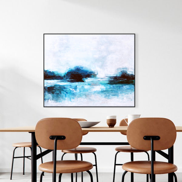Abstract Painting – Original Wall Art – Large Oil & Acrylic Painting on Canvas – Modern Minimalist Contemporary Canvas Art – “A Lake”