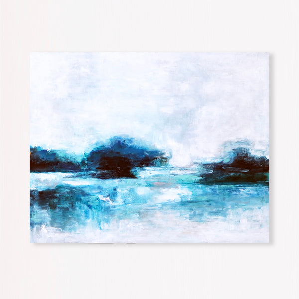 Abstract Painting – Original Wall Art – Large Oil & Acrylic Painting on Canvas – Modern Minimalist Contemporary Canvas Art – “A Lake”