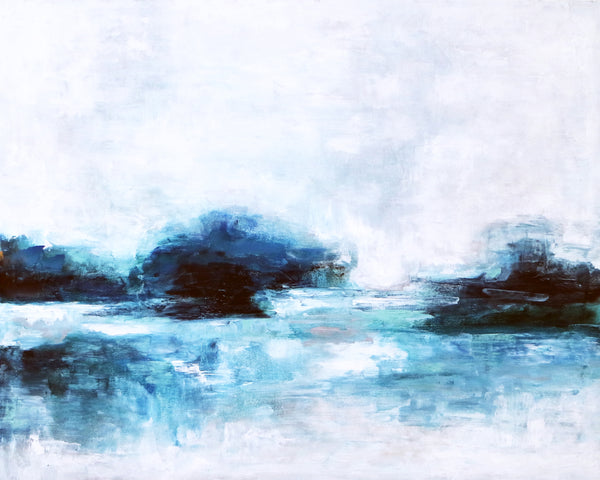 Embodying Tranquility in Modern Abstract Original Painting in Acrylic, Large Canvas Wall Art of Seascape | A Lake