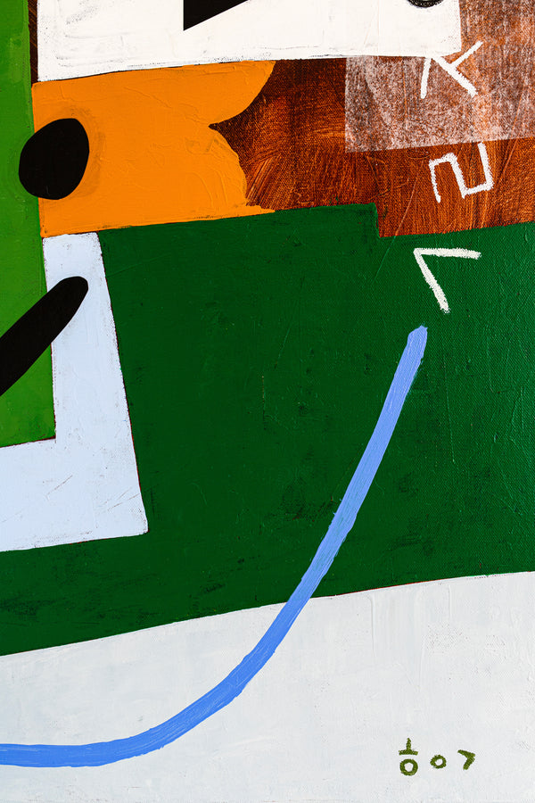 Cheerful Abstract Original Acrylic & Mixed Media Painting in Colorful Modern Canvas Wall Art | A black dot and its friends (30"x40")