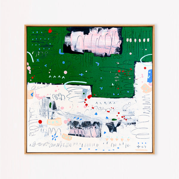 Abstract Painting – Original Wall Art – Acrylic & Oil Painting on Canvas, Mixed Media Framed Painting – "Abstract Pause"– 20"x20" (50x50cm)