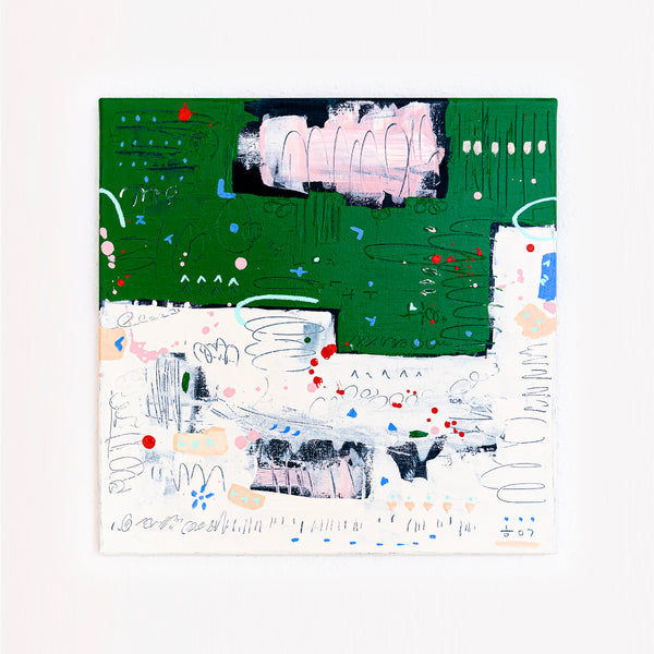 Abstract Painting – Original Wall Art – Acrylic & Oil Painting on Canvas, Mixed Media Framed Painting – "Abstract Pause"– 20"x20" (50x50cm)