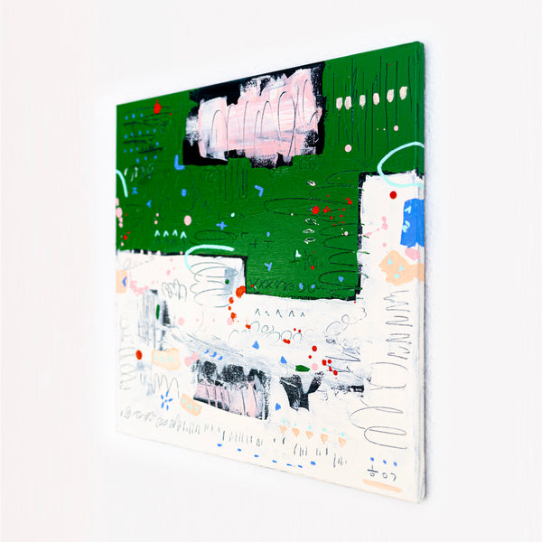 Abstract Painting – Original Wall Art – Acrylic & Oil Painting on Canvas, Mixed Media Framed Painting – "Abstract Pause"– 20"x20" (50x50cm)