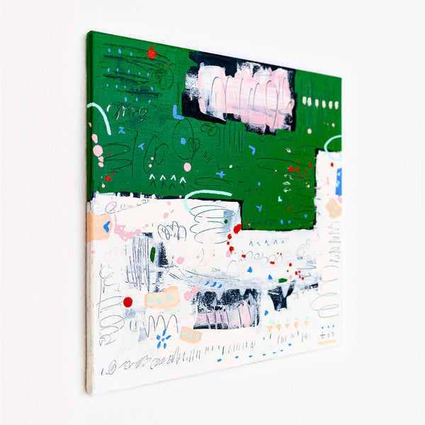 Abstract Painting – Original Wall Art – Acrylic & Oil Painting on Canvas, Mixed Media Framed Painting – "Abstract Pause"– 20"x20" (50x50cm)