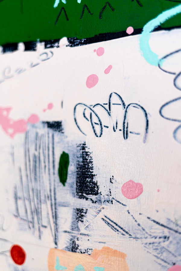 Abstract Painting – Original Wall Art – Acrylic & Oil Painting on Canvas, Mixed Media Painting – "Abstract Pause"– 20"x20" (50x50cm)