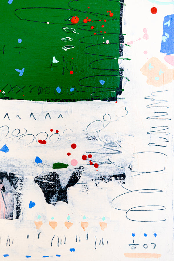 Abstract Painting – Original Wall Art – Acrylic & Oil Painting on Canvas, Mixed Media Framed Painting – "Abstract Pause"– 20"x20" (50x50cm)