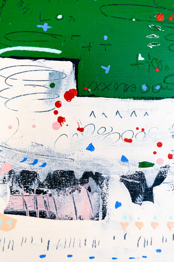 Abstract Painting – Original Wall Art – Acrylic & Oil Painting on Canvas, Mixed Media Painting – "Abstract Pause"– 20"x20" (50x50cm)