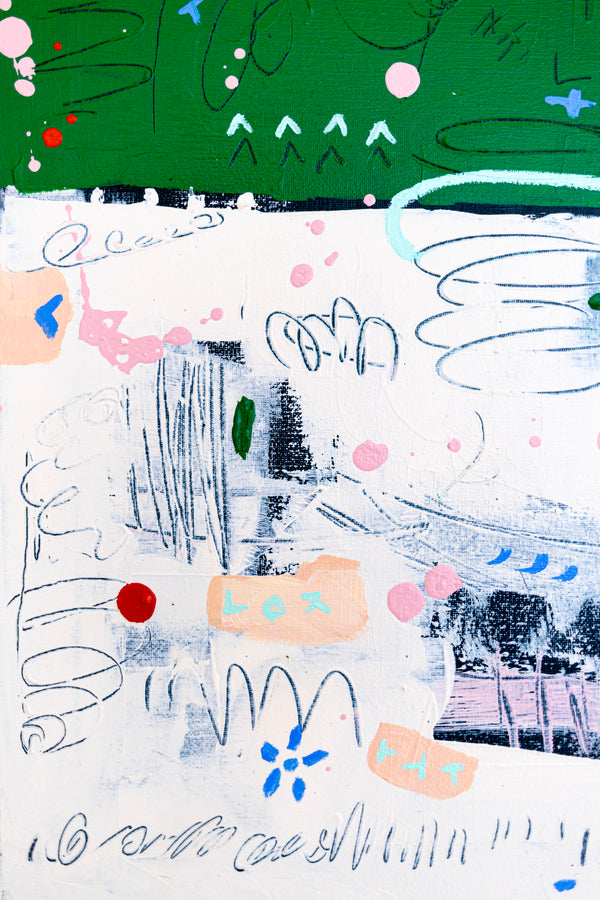 Abstract Painting – Original Wall Art – Acrylic & Oil Painting on Canvas, Mixed Media Framed Painting – "Abstract Pause"– 20"x20" (50x50cm)