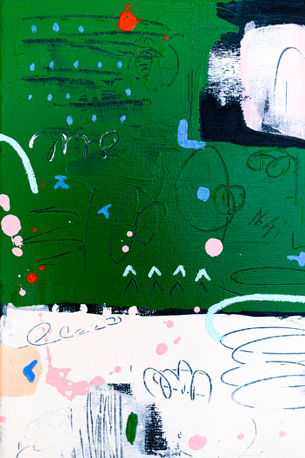 Abstract Painting – Original Wall Art – Acrylic & Oil Painting on Canvas, Mixed Media Framed Painting – "Abstract Pause"– 20"x20" (50x50cm)