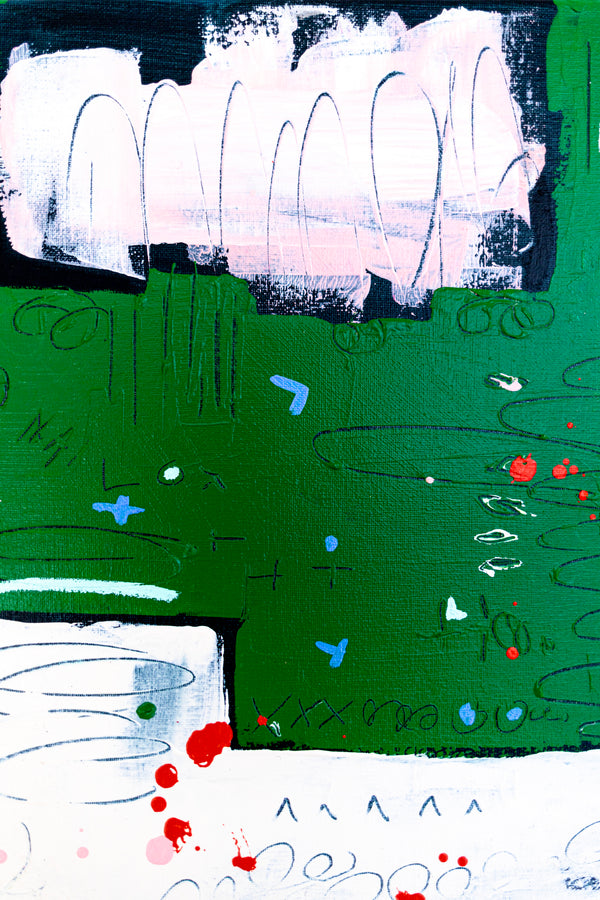 Abstract Painting – Original Wall Art – Acrylic & Oil Painting on Canvas, Mixed Media Framed Painting – "Abstract Pause"– 20"x20" (50x50cm)