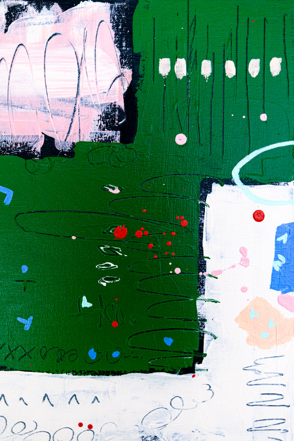 Abstract Painting – Original Wall Art – Acrylic & Oil Painting on Canvas, Mixed Media Framed Painting – "Abstract Pause"– 20"x20" (50x50cm)