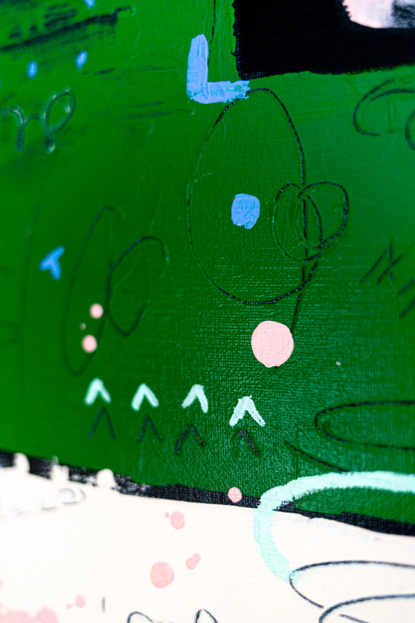 Abstract Painting – Original Wall Art – Acrylic & Oil Painting on Canvas, Mixed Media Painting – "Abstract Pause"– 20"x20" (50x50cm)