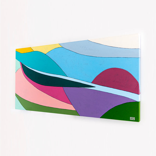 Minimalist Original Abstract Acrylic Painting Capturing the Essence of Wind, Large Modern Canvas Wall Art | Aella (40"x20")