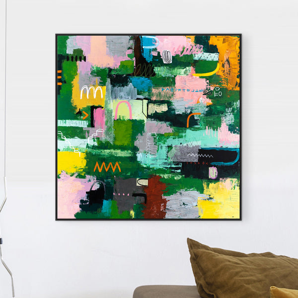 Vibrant Abstract Expressionism Painting in a Bold, Unstoppable Modern Canvas Wall Art | Aemulatio (46"x46")