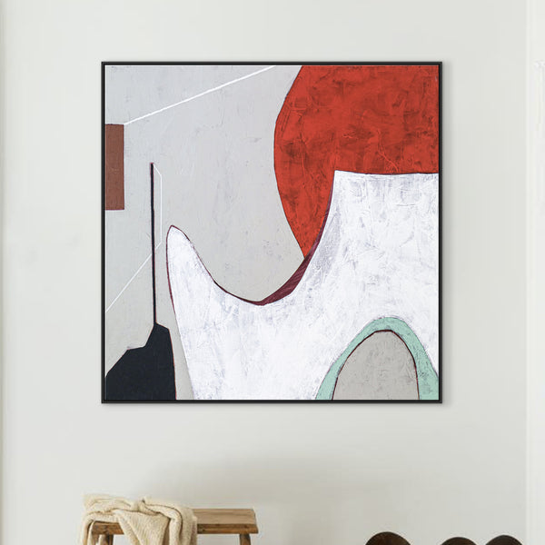 Calmness in Red Abstract Acrylic Painting, Original Modern Canvas Wall Art | A forehead and notions (Square Ver.)