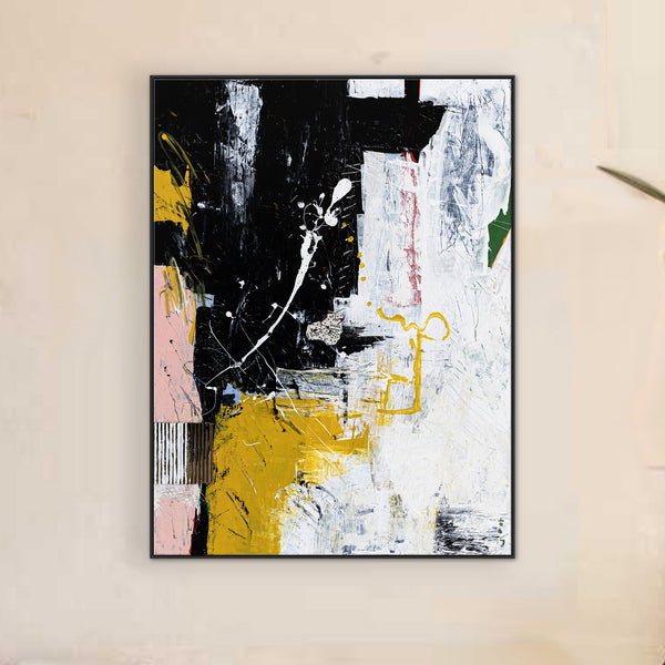 Modern Contemporary Original Abstract Painting, Black and White Acrylic & Mixed Media | After (30"x40")