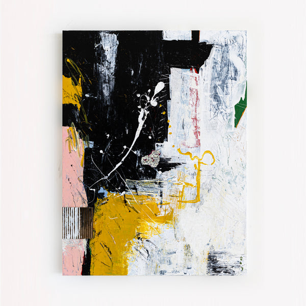 Modern Contemporary Original Abstract Painting, Black and White Acrylic & Mixed Media | After (30"x40")