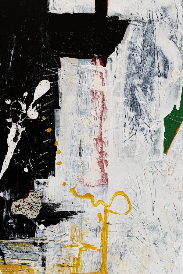 Modern Contemporary Original Abstract Painting, Black and White Acrylic & Mixed Media | After (30"x40")