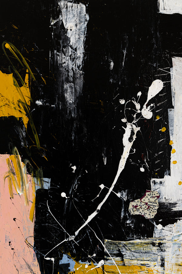 Modern Contemporary Original Abstract Painting, Black and White Acrylic & Mixed Media | After (30"x40")