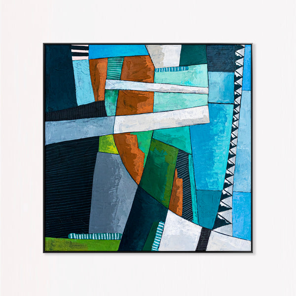 Abstract Wall Art, Large Green Minimalist Original Oil Painting — Textured Canvas Statement — "Ager et Caelum"