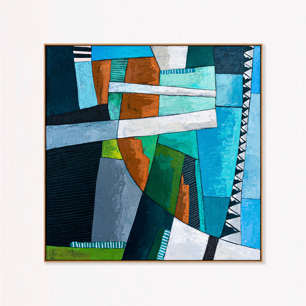 Abstract Wall Art, Large Green Minimalist Original Oil Painting — Textured Canvas Statement — "Ager et Caelum"