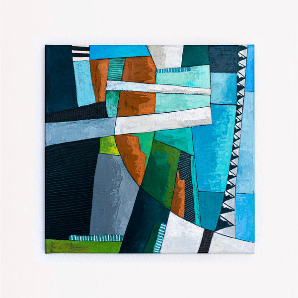 Abstract Wall Art, Large Green Minimalist Original Oil Painting — Textured Canvas Statement — "Ager et Caelum"