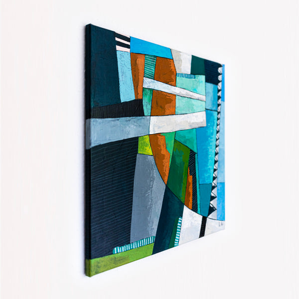 Abstract Wall Art, Large Green Minimalist Original Oil Painting — Textured Canvas Statement — "Ager et Caelum"