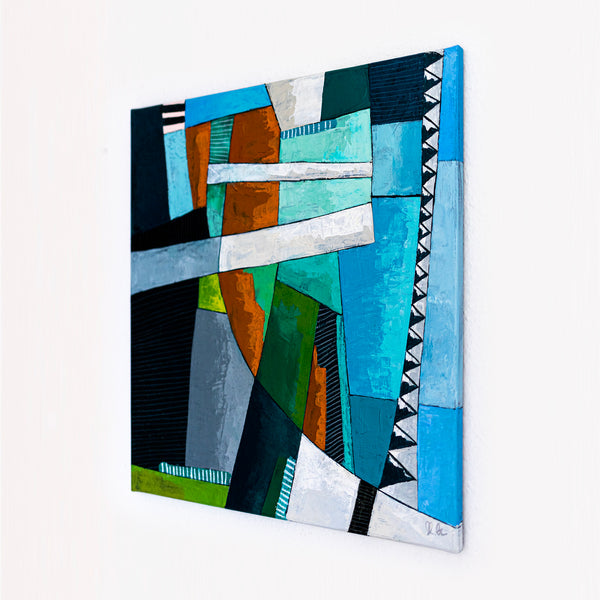 Abstract Wall Art, Large Green Minimalist Original Oil Painting — Textured Canvas Statement — "Ager et Caelum"