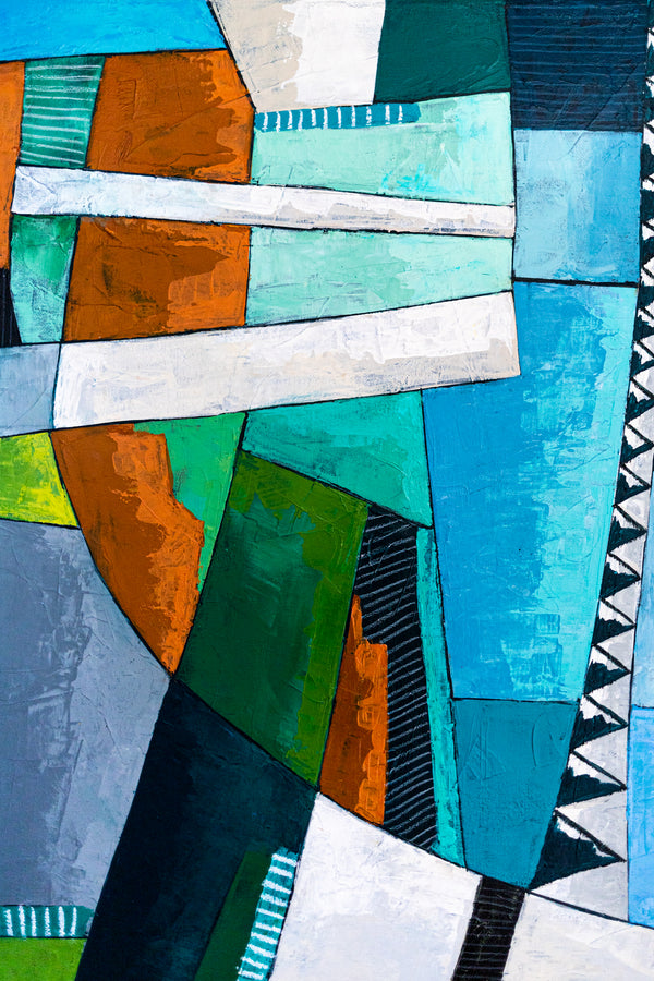Abstract Wall Art, Large Green Minimalist Original Oil Painting — Textured Canvas Statement — "Ager et Caelum"