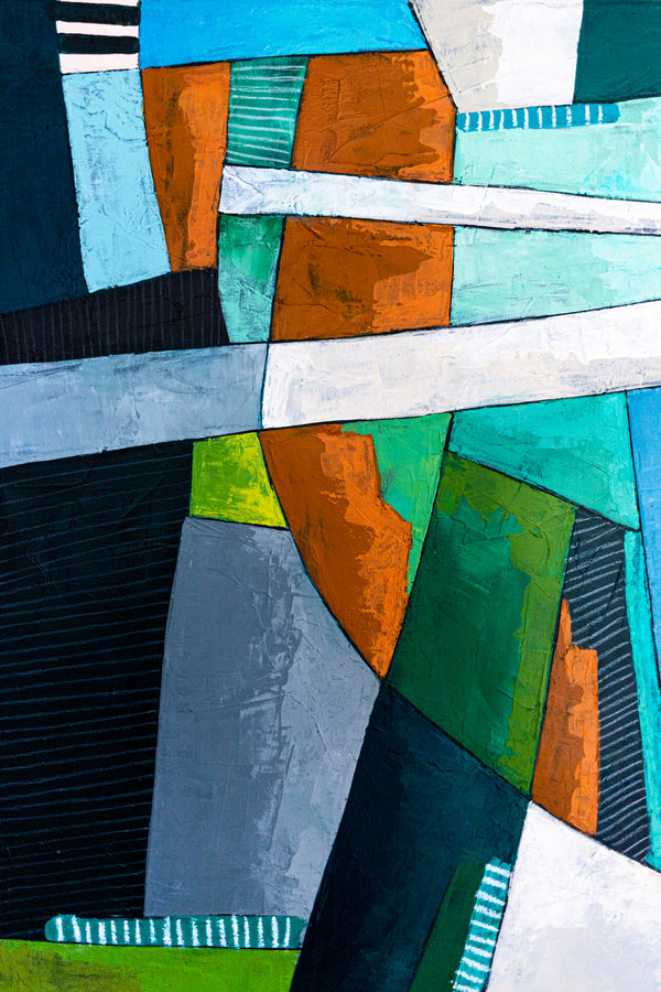 Abstract Wall Art, Large Green Minimalist Original Oil Painting — Textured Canvas Statement — "Ager et Caelum"