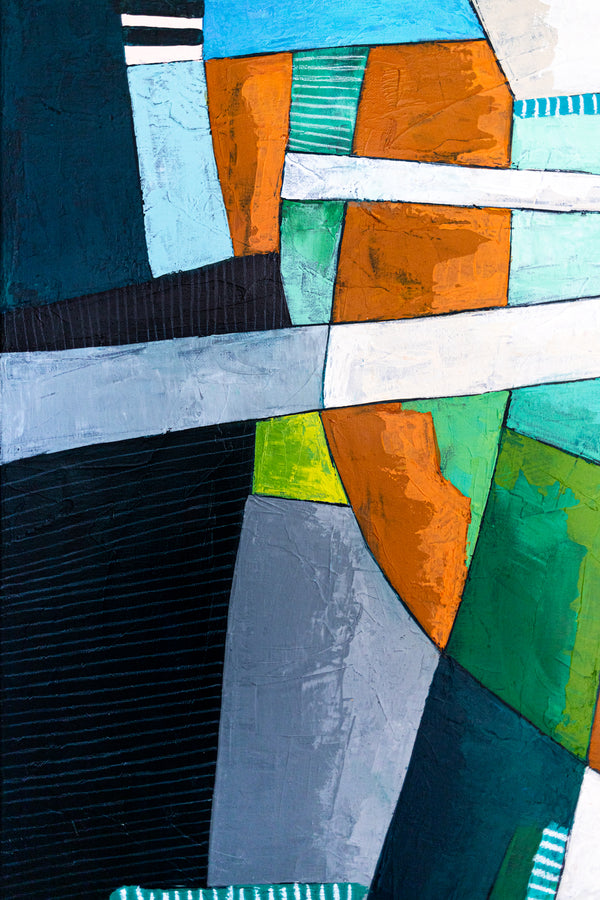 Abstract Wall Art, Large Green Minimalist Original Oil Painting — Textured Canvas Statement — "Ager et Caelum" (20"x20" | 51x51cm)