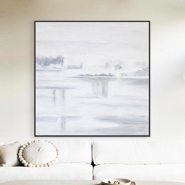 Minimalist Original Abstract White Painting, Large Modern Canvas Wall Art Inspired by Nature | White Abstract I