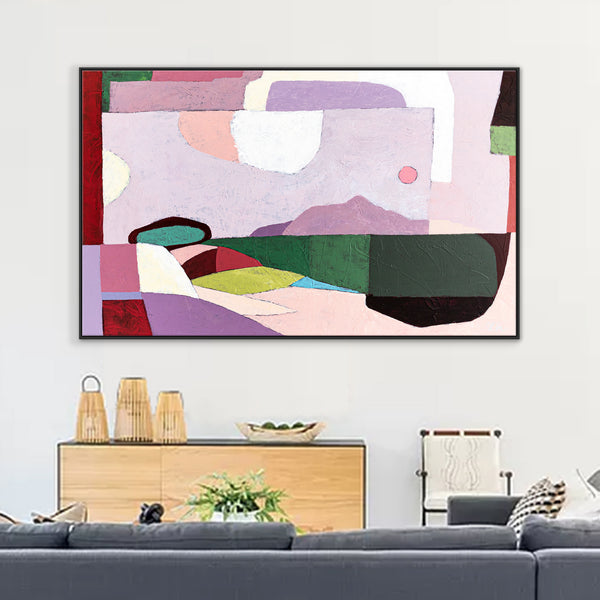 Original Abstract Colorful Painting, Modern Canvas Wall Art with Pink Emphasis | Altrosa (48"x30")