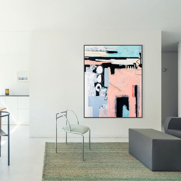 Bold Abstract Modern Painting, Bold Touches Blurring Lines Canvas Wall Art | Archive of longings (Vertical Ver.)