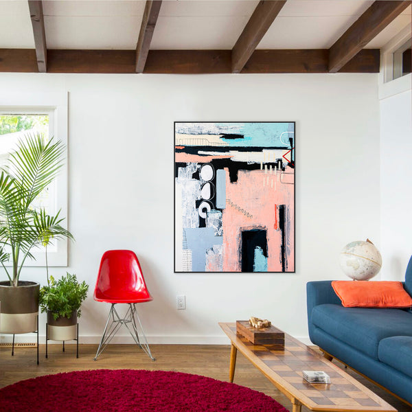 Bold Abstract Modern Painting, Bold Touches Blurring Lines Canvas Wall Art | Archive of longings (Vertical Ver.)