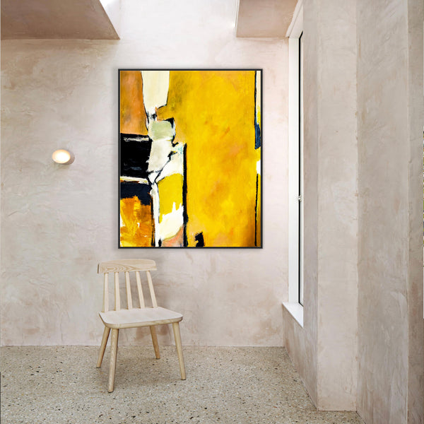 Vibrant Interplay of Yellow in Original Abstract Painting, Large Acrylic Modern Canvas Wall Art | As it stands