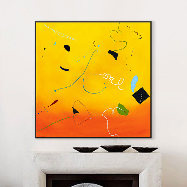 Oil & Mixed Media Abstract Original Painting, Expression of Freedom in Modern Wall Art | Ataraxy of the warmth (48"x48")