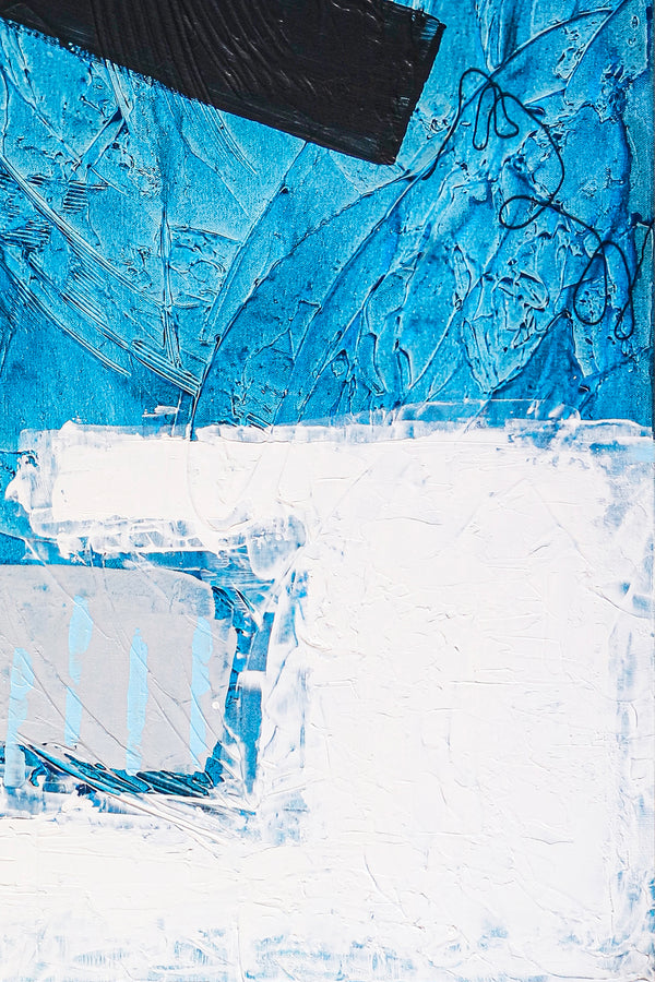 Blue-Themed Abstract Original Acrylic Painting, Large Modern Canvas Wall Art for Mysterious Oceanic City | Atlantis