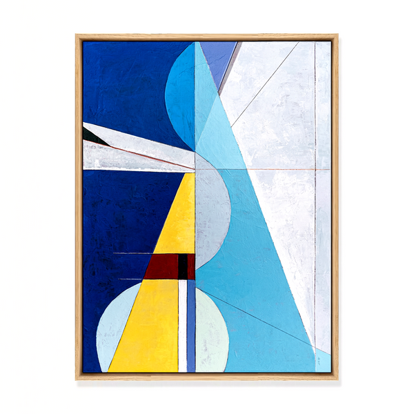 Bold Blue Geometric Abstract Wall Art — Large Original Oil Painting, Textured Canvas — "Axis Lucis" (24"x32")