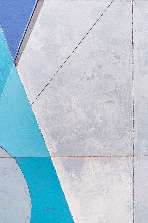 Bold Blue Geometric Abstract Wall Art — Large Original Oil Painting, Textured Canvas — "Axis Lucis" (24"x32")