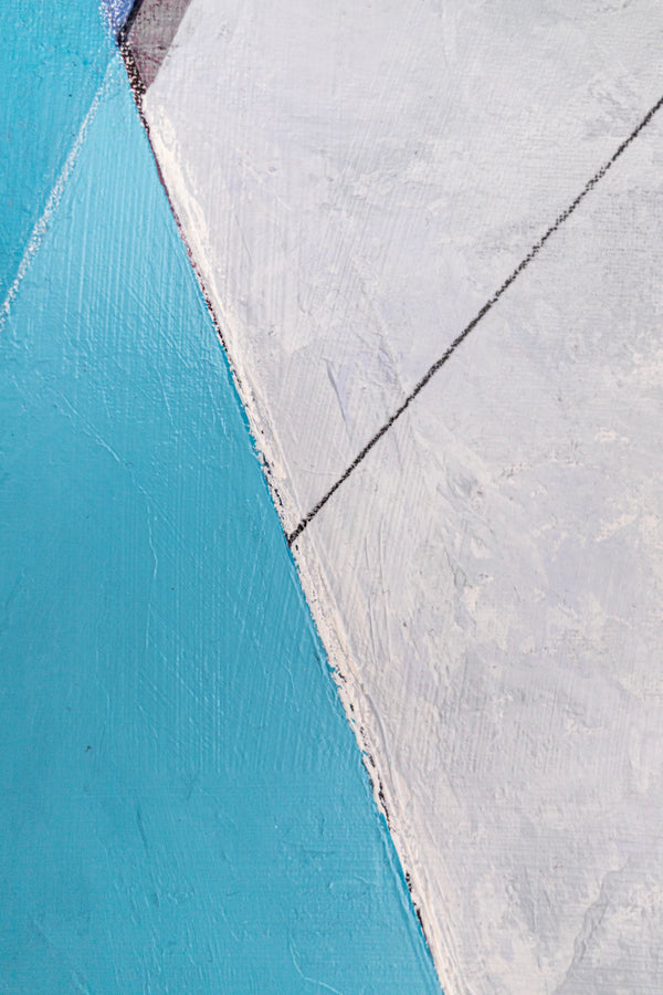 Bold Blue Geometric Abstract Wall Art — Large Original Oil Painting, Textured Canvas — "Axis Lucis" (24"x32")