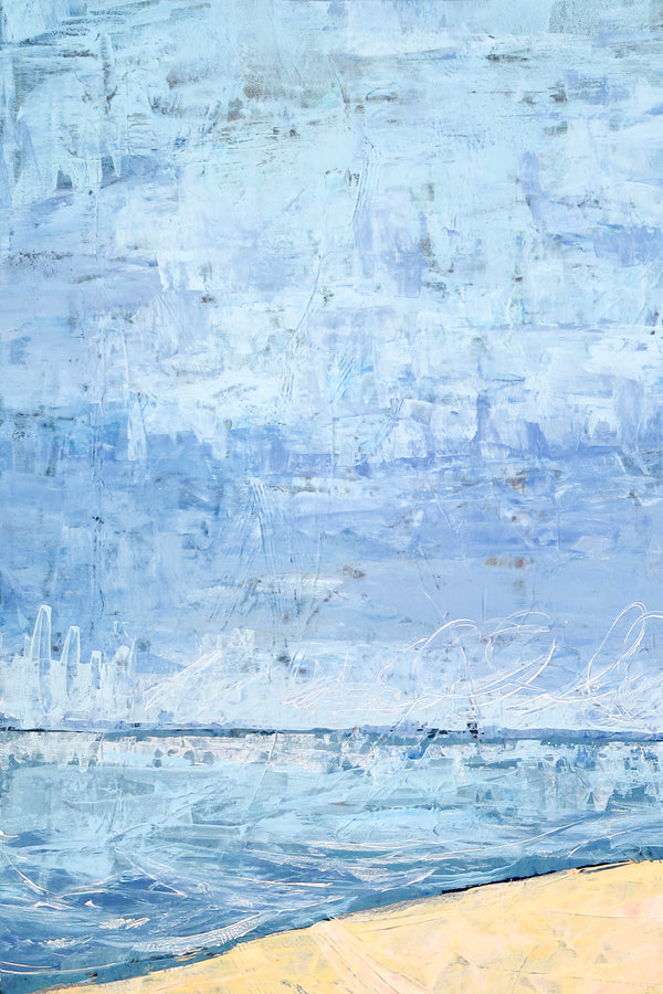 Minimalist Abstract Original Acrylic Painting, Modern Canvas Wall Art of Coastal Terrain | Beach (Vertical Ver.)