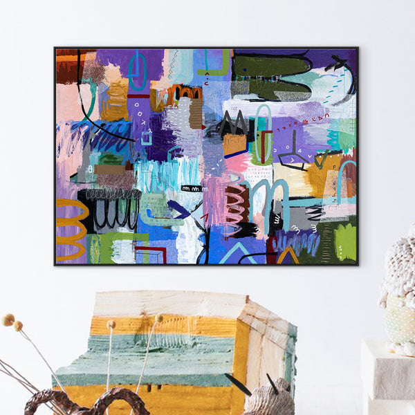 Dynamic Fusion of Colors in Modern Abstract Original Painting, Contemporary Wall Art | Beautiful Sentiment (56"x40")