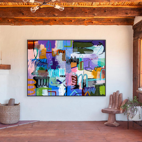 Dynamic Fusion of Colors in Modern Abstract Original Painting, Contemporary Wall Art | Beautiful Sentiment (56"x40")