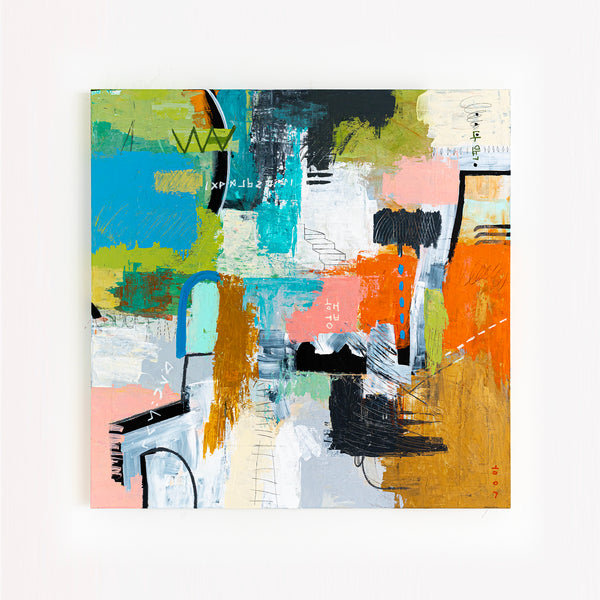 Creative Abstract Colorful Painting, A Bold Contemporary Expressionism Wall Art | Belle I (48"x48")