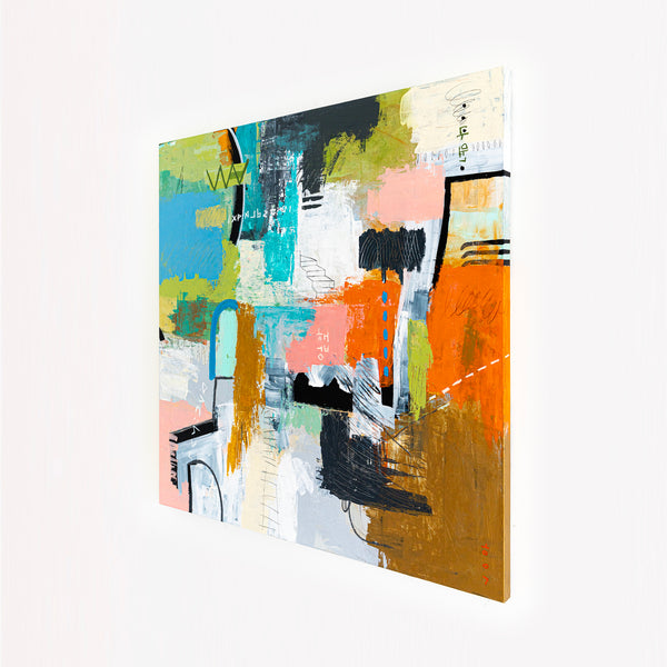 Creative Abstract Colorful Painting, A Bold Contemporary Expressionism Wall Art | Belle I (48"x48")
