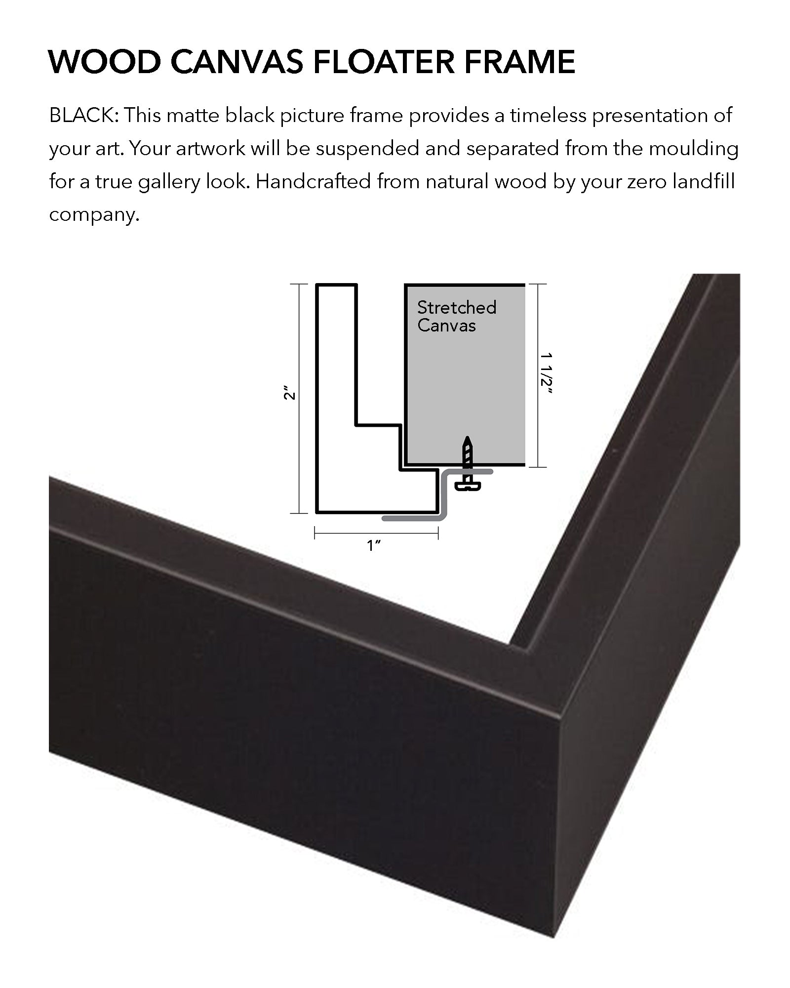 Custom Floater Frame Wood - Black Canvas Floater Frame