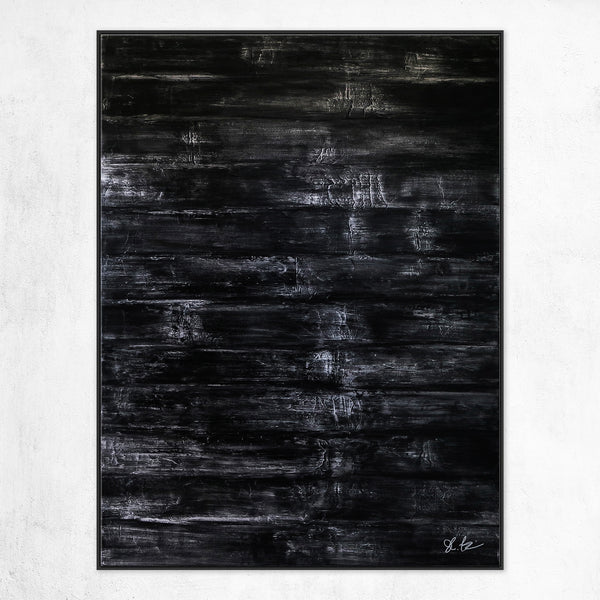 Modern Expressionism Abstract Painting, Black & White Canvas Art in Monochromatic Minimalism | Black Abstract I