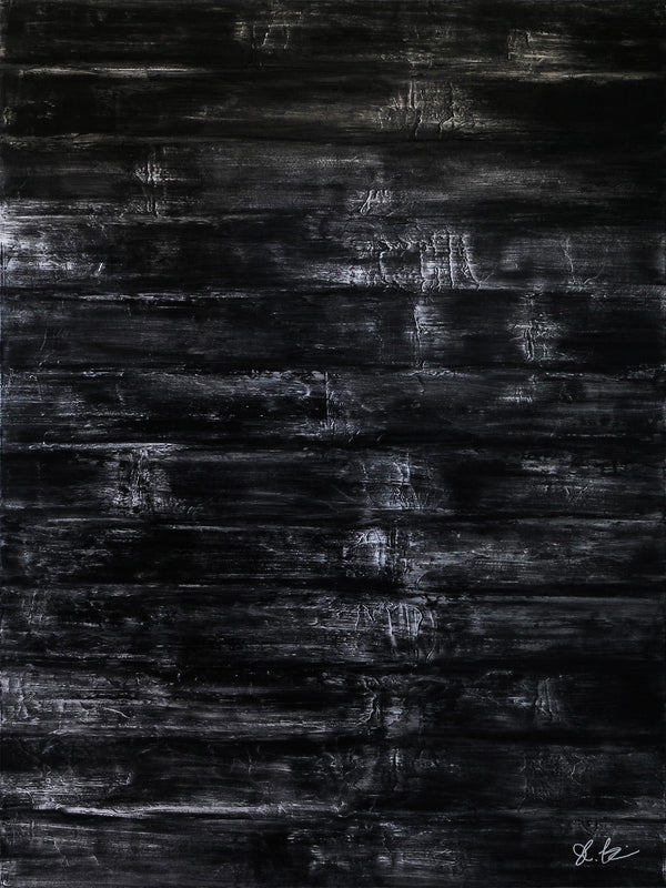 Modern Expressionism Abstract Painting, Black & White Canvas Art in Monochromatic Minimalism | Black Abstract I