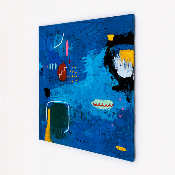 Bold Blue Vibrant Abstract Wall Art — Original Oil Painting, Textured Canvas — "Blue Prayer" (20"x20" | 51x51cm)